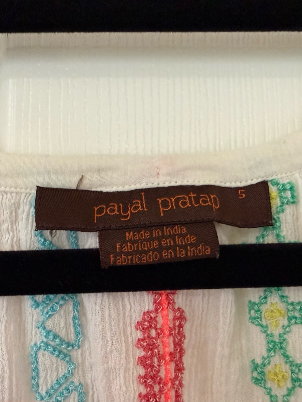 Anthropologie Payal Pratap Peasant Top Bohemian Gauze Embroidery Blouse Rainbow - Picture 3 of 7
